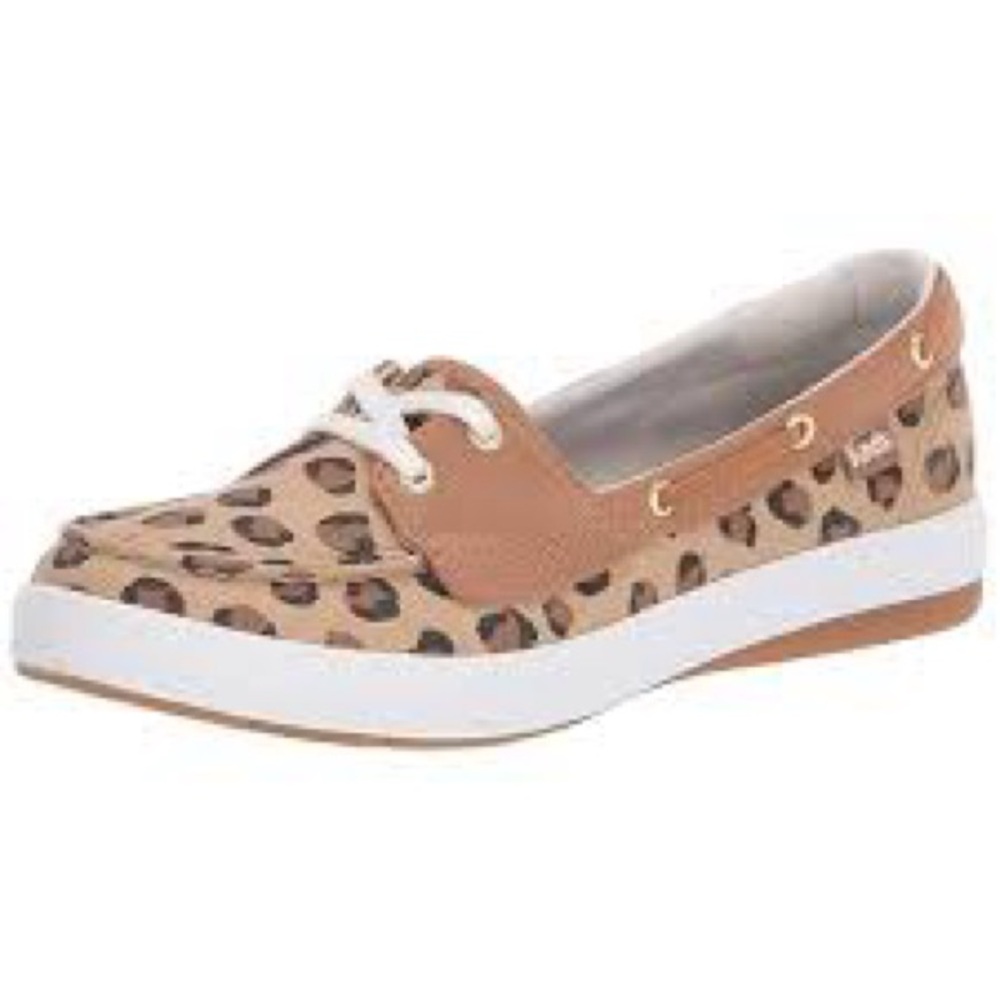Keds Beige Tan leopard Print Slip On Women's Memory Foam Sneaker Size 8 EUC